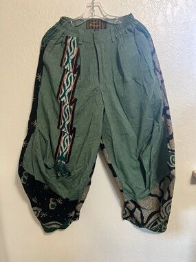 Bohemian Green Patchwork Harem Pants